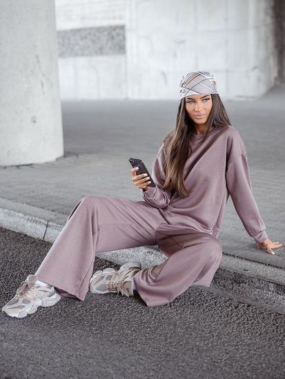 Chándal de dos piezas con cremallera para mujer color mantequilla capuchino Bolf 821111