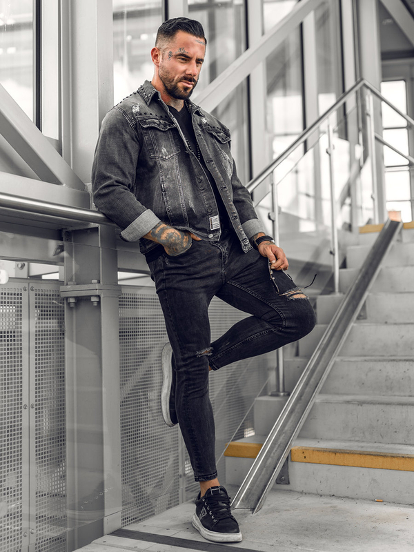 Chaqueta vaquera para hombre negro Bolf MJ504NA