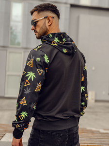 Sudadera con capucha para hombre negra con estampado Bolf HM631A
