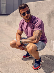 Camiseta lisa de algodón morado para hombre Bolf 192397A