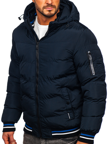 Chaqueta acolchada de invierno para hombre azul oscuro Bolf 6971