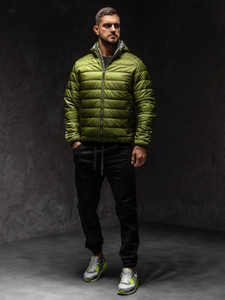 Chaqueta acolchada de entretiempo deportiva para hombre verde Bolf BK111A1