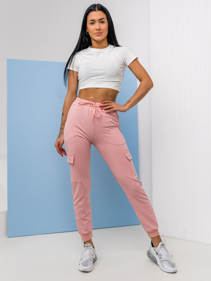 Pantalón de chándal tipo cargo para mujer rosa Bolf HW2516C