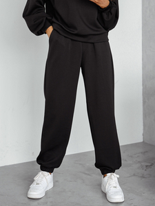 Conjunto de chándal de dos piezas con capucha para mujer color negro mantequilla Bolf 525