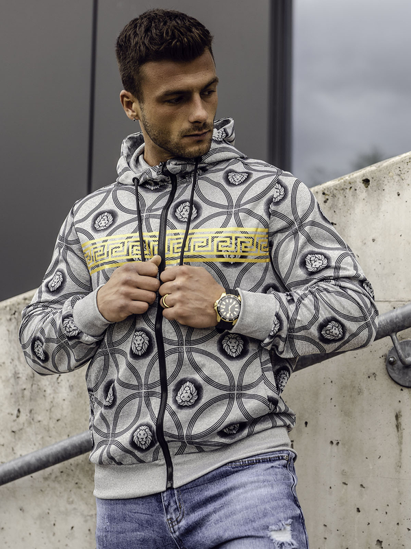 Sudadera abierta con capucha para hombre gris Bolf 27B8123A