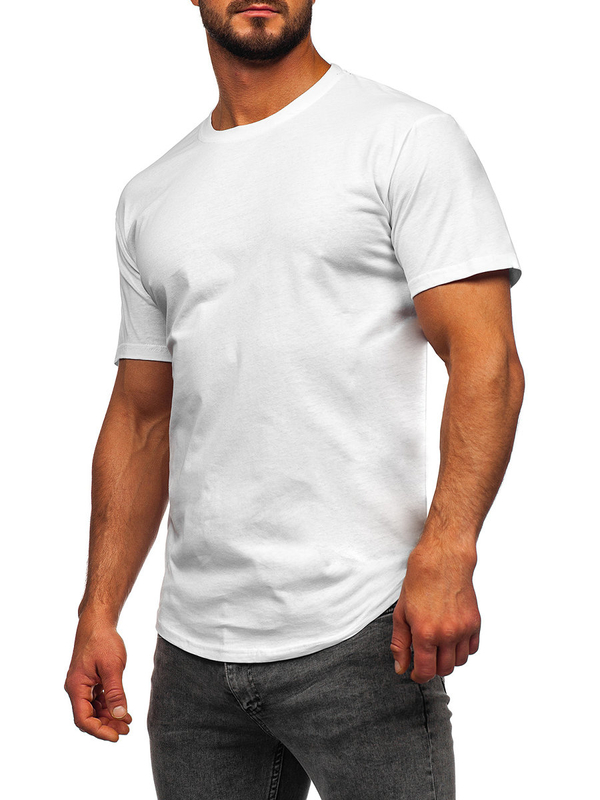 Camiseta larga blanca de hombre sin estampado Bolf 14290