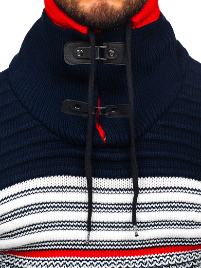 Suéter grueso con cuello alto para hombre color negro y rojo Bolf 2026