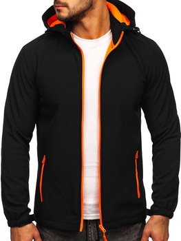 Chaqueta softshell de entretiempo para hombre negro y naranja Bolf HH017