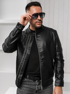Chaqueta de cuero para hombre negra Bolf 1073