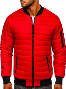 Chaqueta de entretiempo bomber para hombre rojo Bolf MY-02