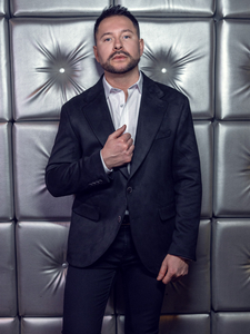 Americana de hombre de terciopelo negra Bolf 24410