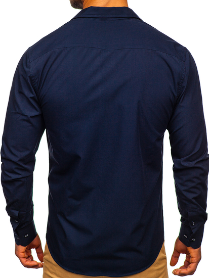 Camisa con mangas largas azul oscuro para hombre Bolf 20702