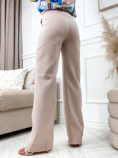 Pantalón campana de tela para mujer beige Bolf 8158