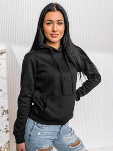 Sudadera estilo canguro para mujer Negro Bolf W02A1