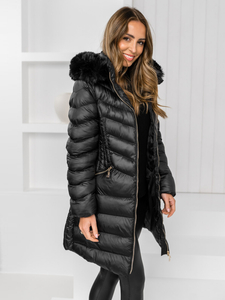 Abrigo largo de invierno acolchado con capucha para mujer color negro Bolf 5M3162A2