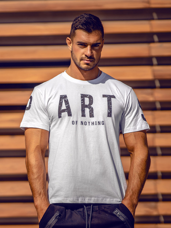 Camiseta blanca de algodón con estampado para hombre Bolf 1180A