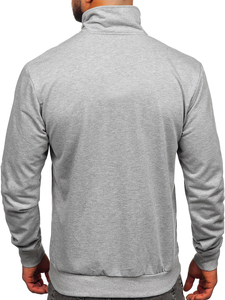 Sudadera abierta de cuello alto para hombre gris Bolf B229