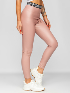 Leggings con cuero de ecológico para mujer rosa Bolf MY16572