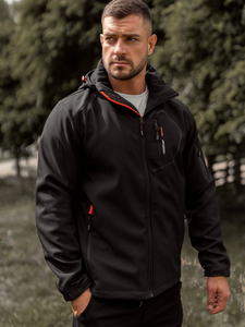 Chaqueta softshell de entretiempo para hombre negro y naranja Bolf WX088A