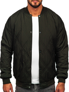 Chaqueta acolchada de béisbol bomber de entretiempo para hombre caqui Bolf 84M3020