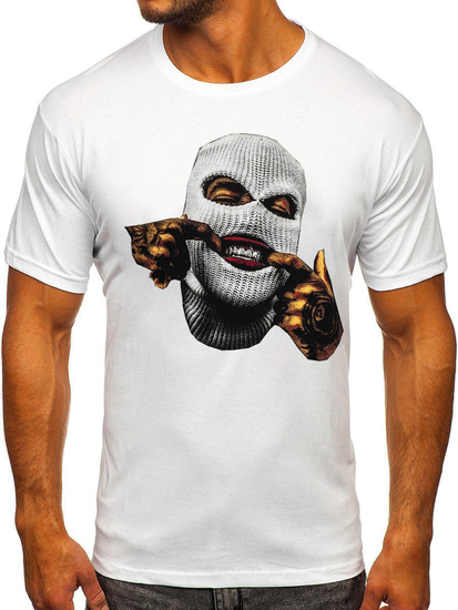 Camiseta blanca de hombre con estampado Bolf 142172