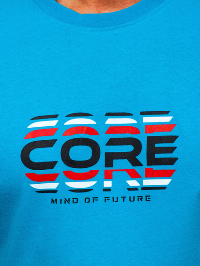 Camiseta algodón de manga corta para hombre turquesa Bolf 14731