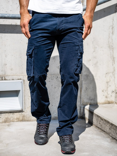 Pantalón cargo con cinturón para hombre azul oscuro Bolf 1672