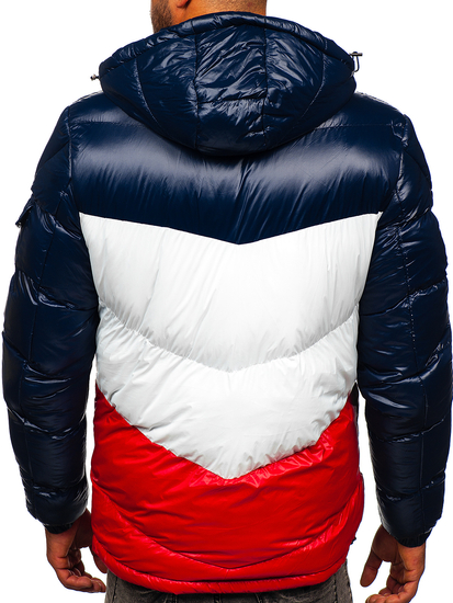 Chaqueta acolchada de invierno para hombre color azul oscuro y rojo Bolf 6593