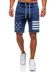 Pantalón corto vaquero para hombre azul oscuro Bolf EX02