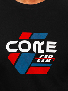 Camiseta algodón de manga corta con impresión para hombre negro Bolf 14782