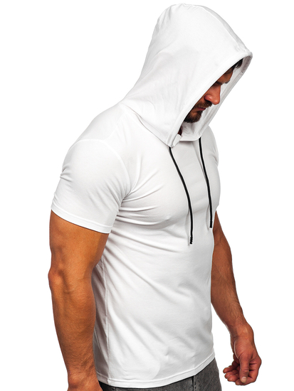 Camiseta sin impresión con capucha para hombre blanco Bolf 8T957