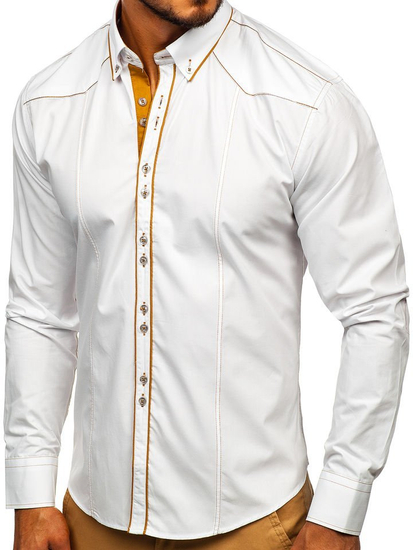 Camisa elegante de manga larga para hombre blanca Bolf 4777