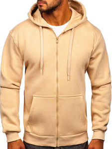 Sudadera abierta gruesa con capucha para hombre beige Bolf 2008