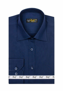 Camisa elegante azul marino de manga larga para hombre Bolf 1703