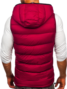 Chaleco acolchado grueso con capucha para hombre burdeos Bolf 7M805