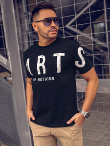 Camiseta de manga corta con impresión para hombre negro Bolf 1180A