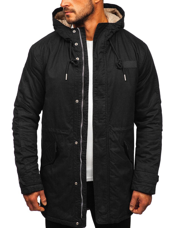 Chaqueta de invierno parka para hombre negro Bolf EX838