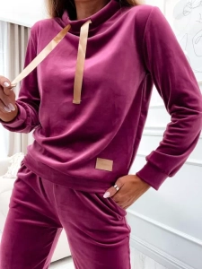 Chándal velour de dos piezas para mujer fucsia Bolf 637