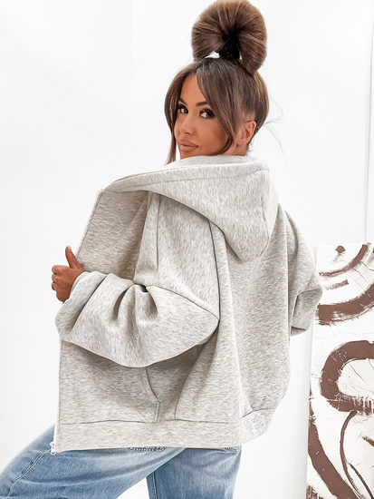 Sudadera con capucha y cuello de mariposa para mujer jaspeada Bolf 821112