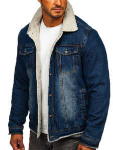 Chaqueta de entretiempo vaquera para hombre azul oscuro Bolf 1155