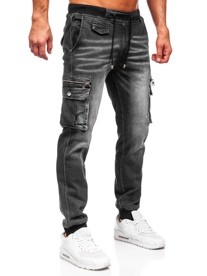 Pantalón vaquero jogger tipo cargo para hombre negro Bolf MP0108N