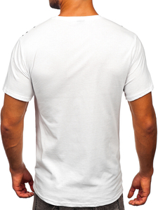 Camiseta de manga corta con impresión para hombre blanco Bolf 14476