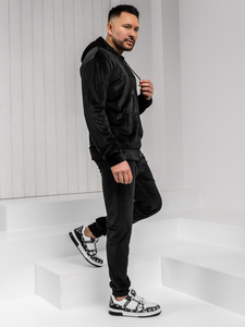 Chándal de velour con capucha para hombre negro Bolf 8C1538A1