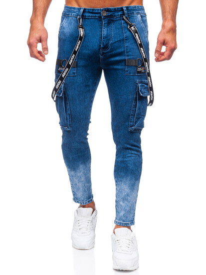 Pantalón vaquero cargo para hombre azul oscuro Bolf TF118