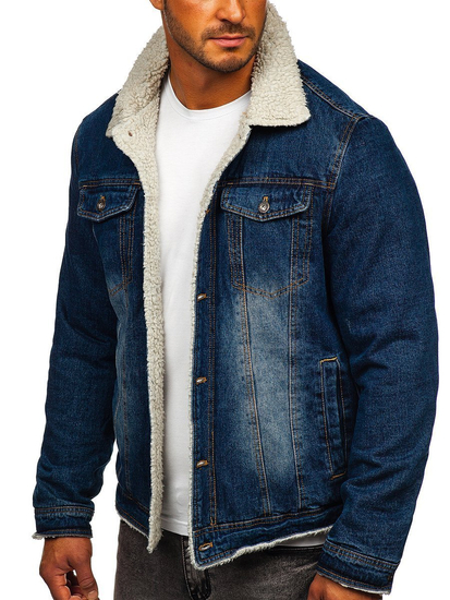 Chaqueta de entretiempo vaquera para hombre azul oscuro Bolf 1155