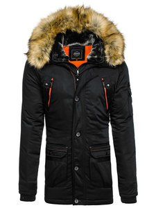 Chaqueta de invierno parka para hombre negra Bolf 1067