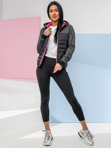 Chaqueta deportiva de entretiempo negra para mujer Bolf KSW4002