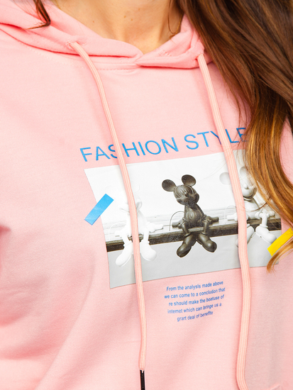 Sudadera con capucha con impresión para mujer rosa Bolf HL9268