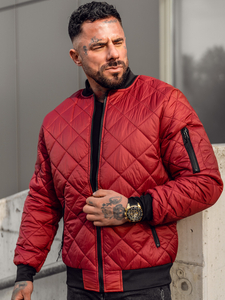 Chaqueta de entretiempo bomber para hombre granate Bolf MY-01