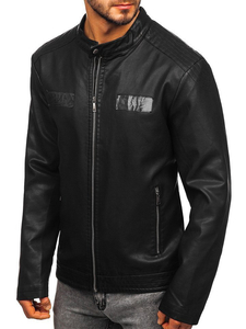 Chaqueta de cuero para hombre negro Bolf 1122